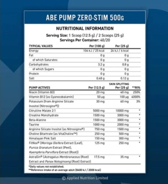 Applied Nutrition ABE - All Black Everything | Pump Stim Free-fisa nutrițională