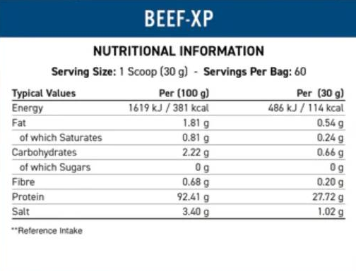 Applied Nutrition Beef-XP | Clear Hydrolyzed Beef Protein-fisa nutrițională