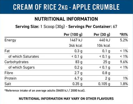 Applied Nutrition Cream of Rice | Great Tasting &  Easy Digesting Complex Carbohydrates-fisa nutrițională