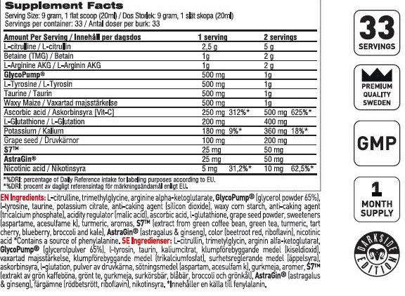 Swedish Supplements Bloody Pump / Stim-Free Nitro Expand System-fisa nutrițională