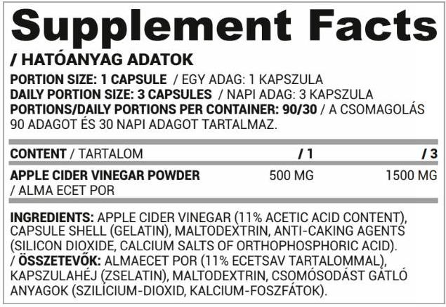 Nutriversum Apple Cider Vinegar 500 mg-fisa nutrițională