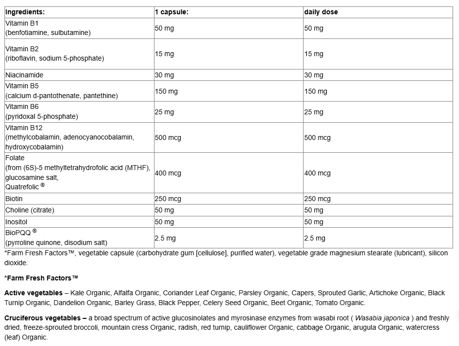 Natural Factors BioCoenzymated Active B-Complex-fisa nutrițională