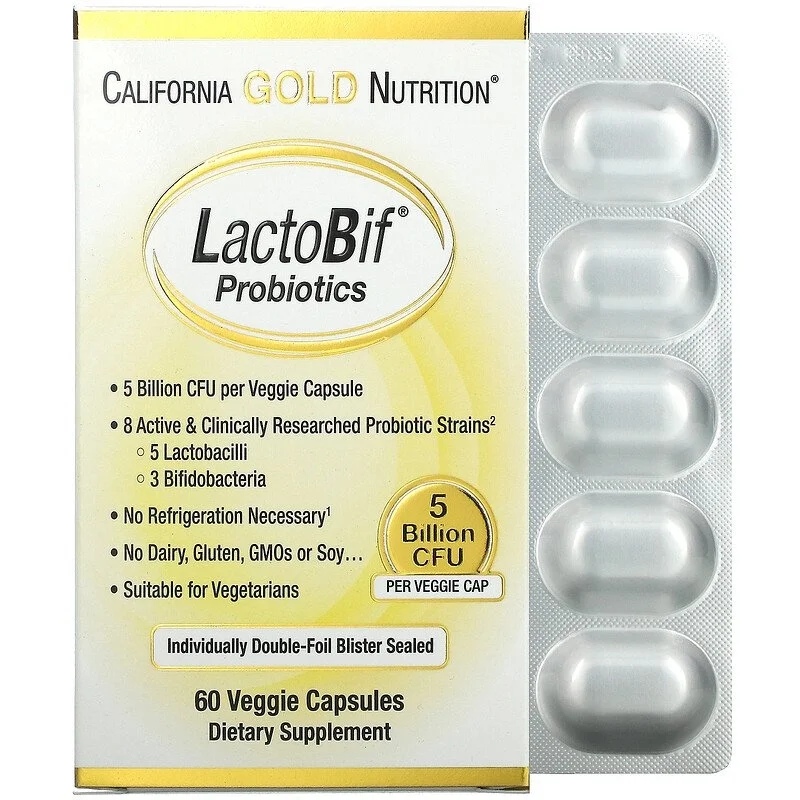 California Gold Nutrition LactoBif Probiotics - 5 Billion CFU - 60 Veggie Capsules