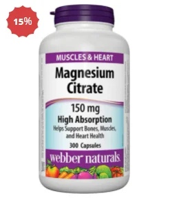 Webber Naturals Magnesium Citrate High Absorption 150 mg x 300 capsules